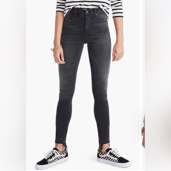 MADEWELL 10” INCH HIGH RISE STEP HEM SKINNY JEANS SIZE 26 BLACK - Picture 1 of 12